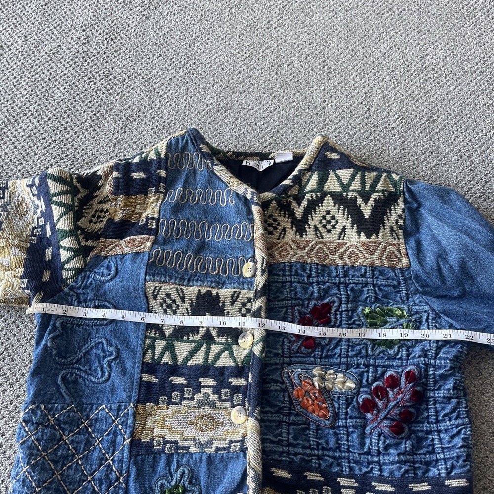 Vintage Embroidered Boho, Festival Navaho Jacket. Karen Hart. M Denim - Picture 10 of 14